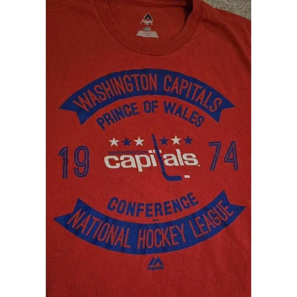 Majestic Washington Capitals NHL Hockey Shirt Red Blue Size L